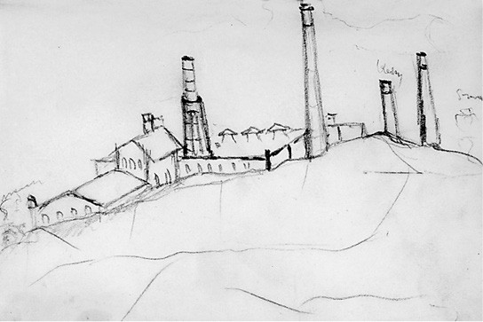 Panorama zabudowań fabrycznych Panorama zabudowań fabrycznych